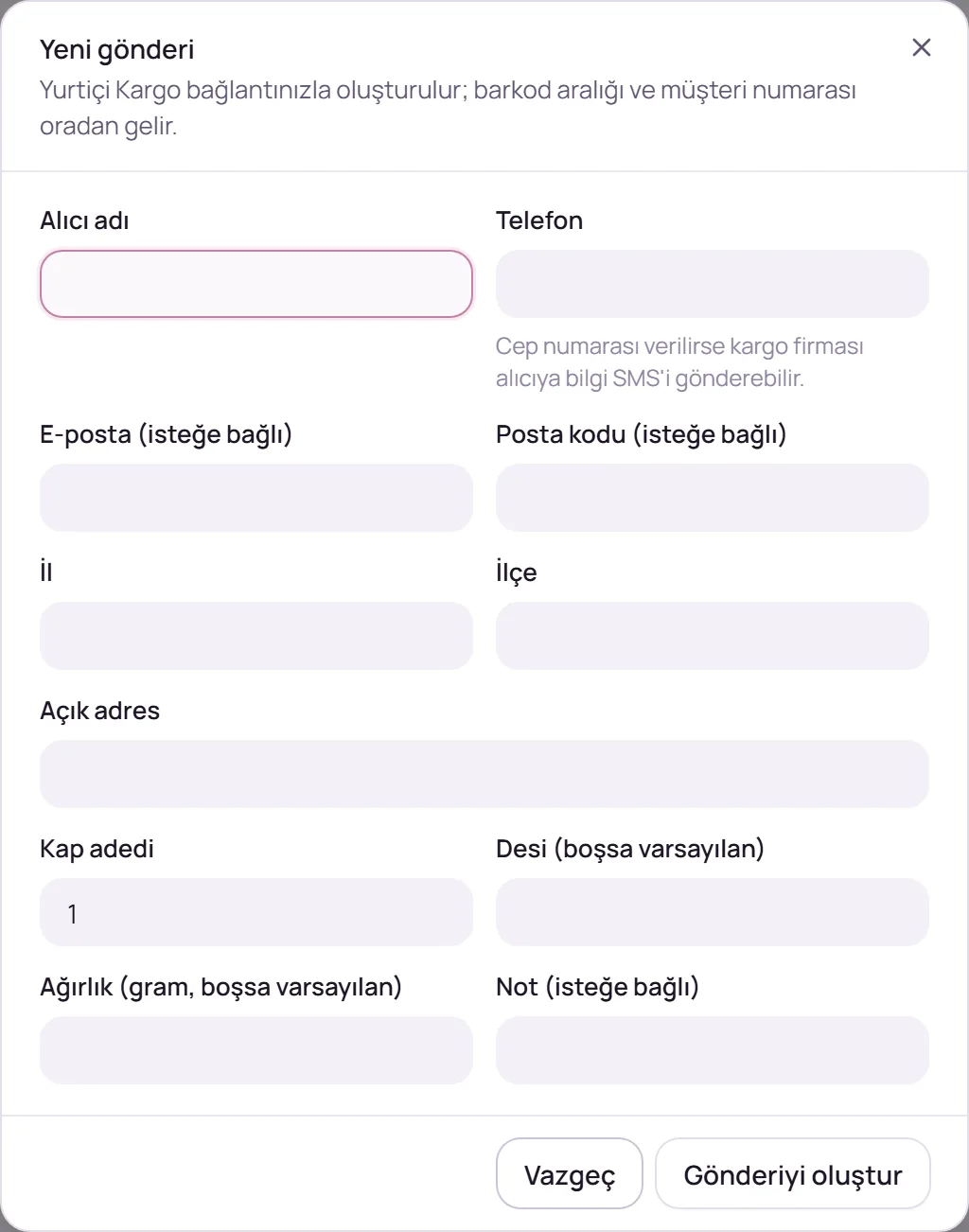 Yeni gönderi penceresi