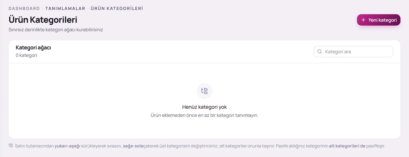 Ürün Kategorileri sayfası