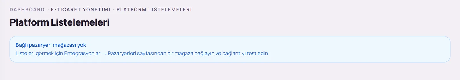 Platform Listelemeleri sayfası