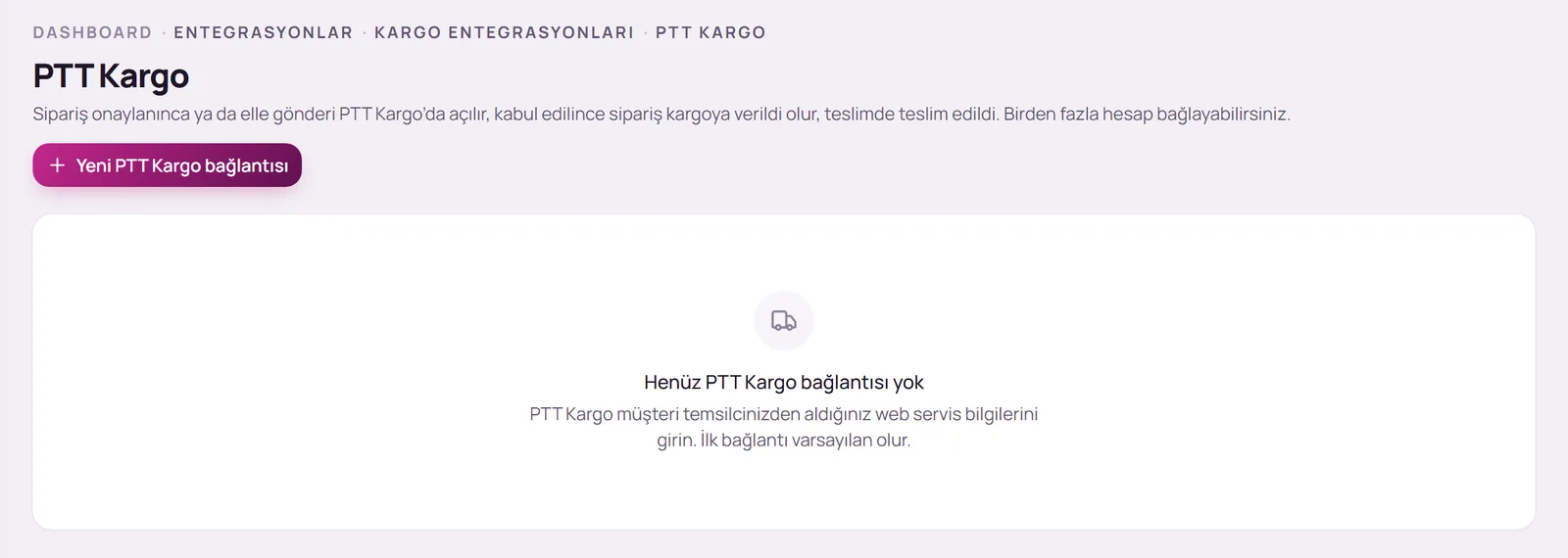 PTT Kargo sayfası ve Yeni PTT Kargo bağlantısı düğmesi