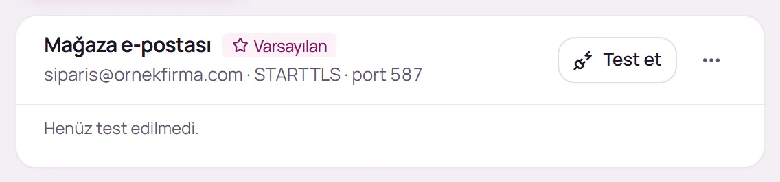 Kaydedilmiş SMTP sunucu kartı